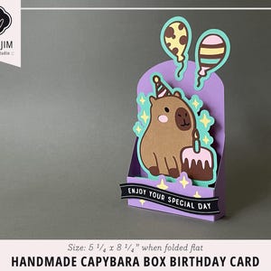 Capybara Geburtstagskarte | Box-Karte | Handnade Karte | 3D Karte | Popup Karte