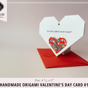 Origami Valentijnsdagkaart | Handgemaakte kaart | Papieren jubileum | 1e verjaardag