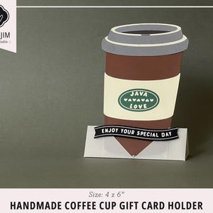 Porta-cartão de presente para xícara de café | Cartão de aniversário | Cartão feito à mão | Cartão faça você mesmo