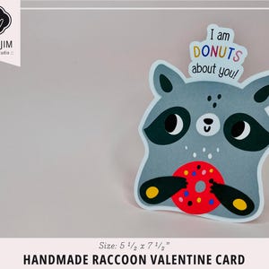 Carte Saint-Valentin raton laveur Je suis Donuts About You | Carte faite main