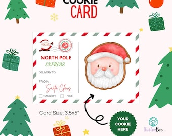 Christmas Postcard Cookie Card, Santa Mail Cookie Card, Cookie Backer, Christmas Mini Cookie Card, North Pole Express Delivery Card