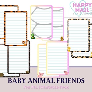 Baby Animal Friends Pen Pal Printable Pack | Cute Animal Digital Stationery | Letter Writing Animal Themed Pack