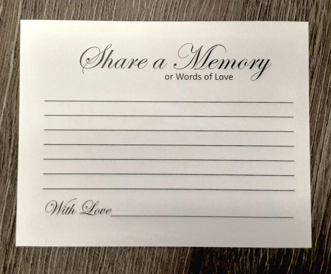 In Memory Note Paper Personalized* Memorial Note Cards: Share a Memory, Funeral Guest Book ...