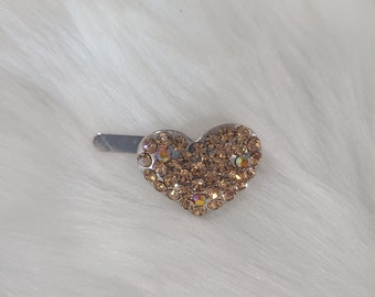 Crystal handmade heart shape valentines magnetic closure hair clip