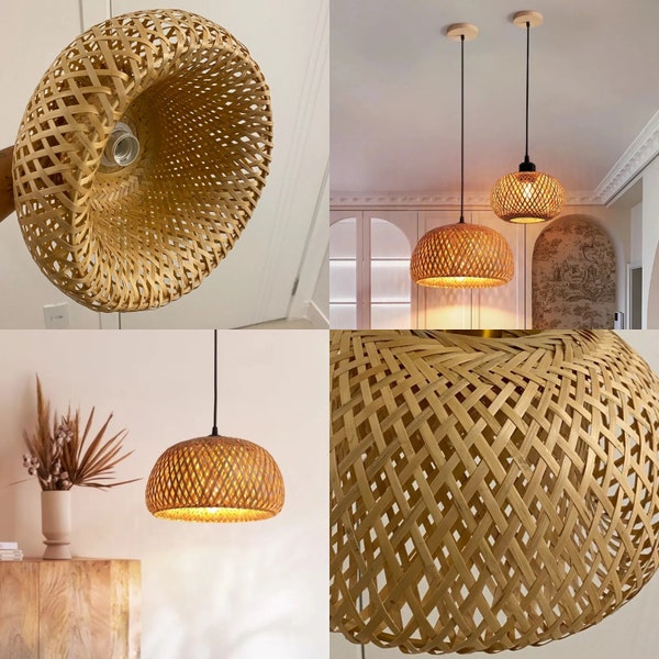 Rattan Lampshade Pendant Light Woven Lampshade, Bamboo Light Fixture,Rattan Light Pendant,Bamboo Light,Rattan Light