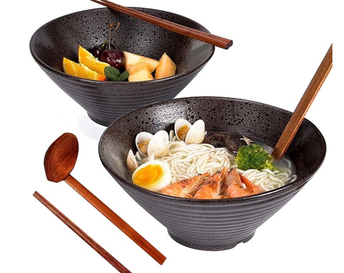 Ramen Bowls Set Tableware Ceramic Ramen Noodle Bowl - Japanese Noodles Bowls Dinner Sets for Soup | Large Noodle Bowls
