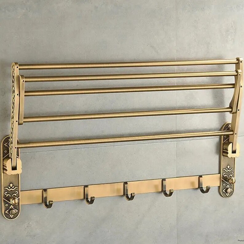 Vintage Toilet Roll Holder Gold Fixture Brass with Screws Toilet Paper Holder With Shelf Antique Bathroom Accessories image 6