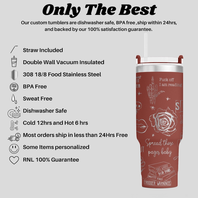 Dark Romance Reader Tumbler | Smut Lover Gift | Spicy Bookish Cup | Laser Engraved Stainless Steel Drinkware for BookTok Fans image 7