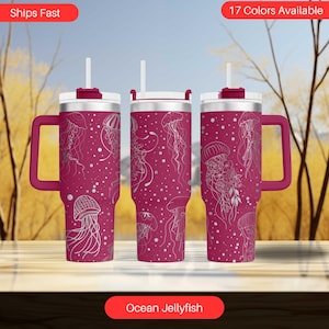 40oz, 30oz and 20oz JellyFish  Laser Engraved Tumbler – Custom Marine-Inspired Drinkware Featuring Jellyfish, Sea Jellies & Underwater Vibes