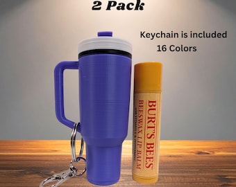 Tumbler Chapstick Holder 2 Pack, Mini Tumbler Lip Balm Keychain, Cup Shaped Chapstick Case