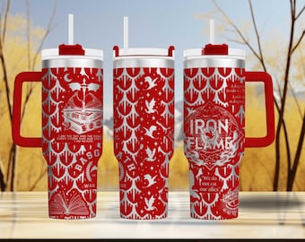 Iron Flame Engraved Tumbler 40oz | Rebecca Yarros Dragon Riders Gift | Fourth Wing BookTok Merch | Empyrean Drinkware for Fans