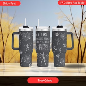 Engraved Murder Mystery Tumbler, True Crime Fan Gift Steel Drinkware Unique Murder Show Merch - Custom Engraved Coffee Tumbler