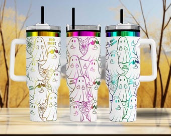 Halloween Boo Sheet Ghost Engraved 40oz Tumbler, Funny Travel Mug, Ghost Themed Mug, Spooky Season, Adult Humor Gift, Trick or Treat