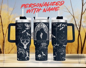 40oz Throne of Glass Inspired Design Engraved Tumbler - Personalized Stainless Steel Drinkware - Perfect for Gift for the SJM fan