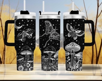 Moonlight Moths Tumbler: Engraved 40oz - Enchanted Night Edition