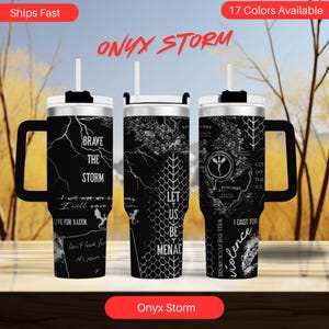 Onyx Storm Tumbler, Laser-Engraved 40oz Insulated Fantasy Gift, Dark Fantasy Book Lover Fourth Wing Inspired, Dragon Rider Themed Drinkware