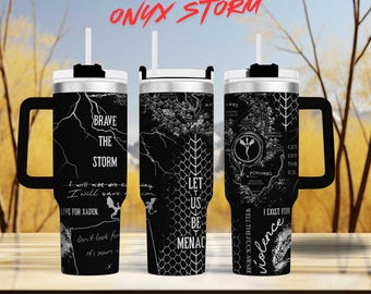 Onyx Storm Tumbler, Laser-Engraved 40oz Insulated Fantasy Gift, Dark Fantasy Book Lover Fourth Wing Inspired, Dragon Rider Themed Drinkware