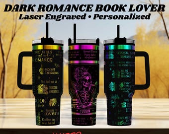 Dark Romance Book Tumbler – Personalized Laser Engraved Goth Bookish Gift for Readers