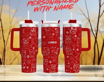 English Bulldog Personalized 40oz Laser Engraved Tumbler | Custom Dog Lover Gift with Pet&#39;s Name, Insulated Travel Mug, Stainless Steel Cup