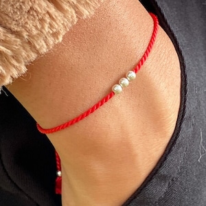 Kabbalah Bracelet for Men & Women, Red String Protection Bracelet 100% Silk Thread with Silver or 14k Gold Filled Beads, Gift For Him or Her