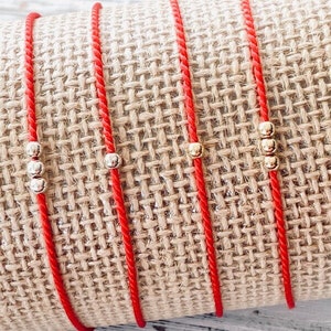 Red String Bracelet, String of Fate, Good Luck & Protection, Waterproof, Sterling Silver or Gold Filled Beaded Bracelet, Canada