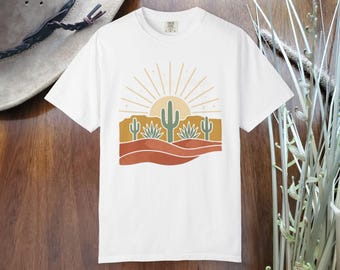 T-shirt med kaktusmotiv i öknen | T-shirt med solnedgång i sydvästlig stil