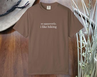 Rolig vandrings-T-shirt, utomhusäventyr, unisex plaggfärgad T-shirt