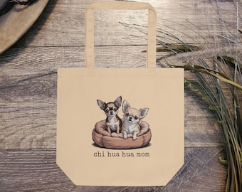 Chihuahua Mom Natural Canvas Tote Bag, Dog Lover Gift