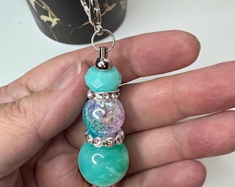 Travel Tumbler Charm Handle Accessory Stanley Cup Dangle Chain Turquoise Fancy Beaded