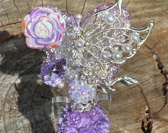 Fancy Purple Butterfly Rhinestone Beaded Pen