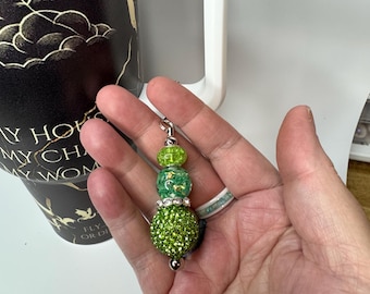 Travel Tumbler Charm Handle Accessory Stanley Cup Dangle Chain Green Fancy Beaded