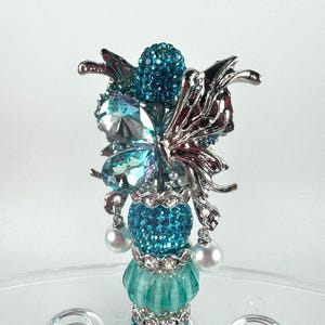 Lust auf Teal Schmetterling Strass Perlen Stift