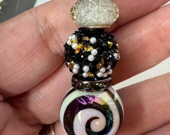 Travel Tumbler Charm Handle Accessory Stanley Cup Dangle Chain Black and White Fancy Beaded