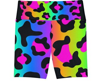 Leopardo fluorescente - Shorts deportivos para mujer (AOP)