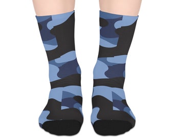 Bleu et noir Army Fatigue Pattern - Chaussettes mi-longues
