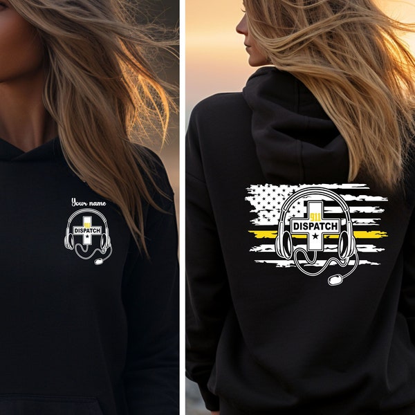 Custom Dispatcher Sweatshirt, Dispatcher Hoodie, Personalized 911 Dispatch Shirt, 911 American Flag Sweater, Emergency Dispatcher Gift