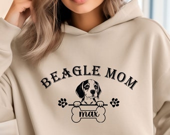 Custom Beagle Mom Sweatshirt, Beagle Mom Hoodie, Gıft for Dog Mom, Personalized Beagle Mama Sweater, Beagle Lover Gift, Beagle Mom Shirt