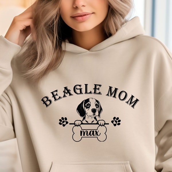 Custom Beagle Mom Sweatshirt, Beagle Mom Hoodie, Gıft for Dog Mom, Personalized Beagle Mama Sweater, Beagle Lover Gift, Beagle Mom Shirt