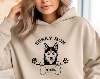Custom Husky Mom Sweatshirt, Husky Mom Hoodie, Gıft for Dog Mom, Personalized Husky Mama Sweater, Husky Lover Gift, Husky Mom Shirt
