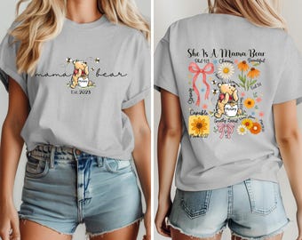 Mama Bear Shirt with Bible Verses, Personalized Pooh Mom Tee, Christian Mom Gift, Floral Gift For Mom, Disney Mom Shirt