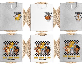 Personalized The Lion King Shirt, Simba Timon Pumbaa Tee, 90s Cartoon Matching Shirt, Retro Disney Vacation Family Outfit