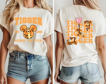 Tigger Winnie the Pooh Shirt, Retro Disney Tigger T-Shirt, Cute Tigger Front and Back Tee, Vintage Style Pooh Gift, Cute Disney shirt