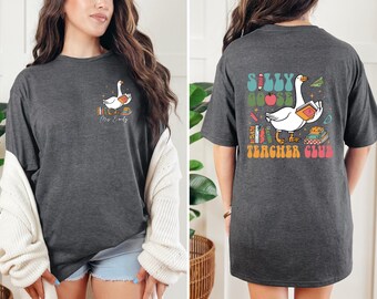 Silly Goose Teacher Club Shirt, Comfort Colors® Funny Teacher Tee, Goose Holding Book Shirt, Custom Back to School Shirt, Gift for Her