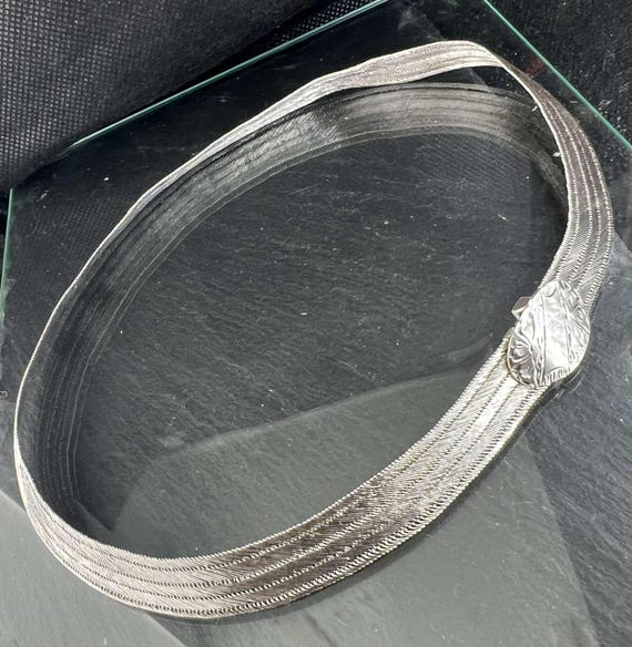 Collier Ras-du-Cou Vintage Tressé Argenté – Thème Cheval (Occasion)