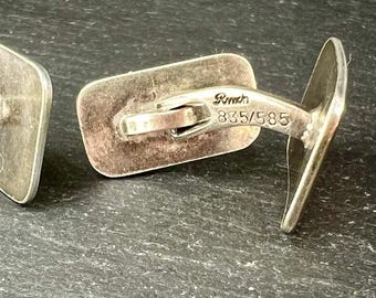 Boutons De Manchette Anciens Art Déco Rusch Allemagne Argent 835 - Occasion Très Bon état
