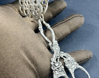Vintage 800 Silver Hildesheimer Rose Baktång Tyska Silvermönster