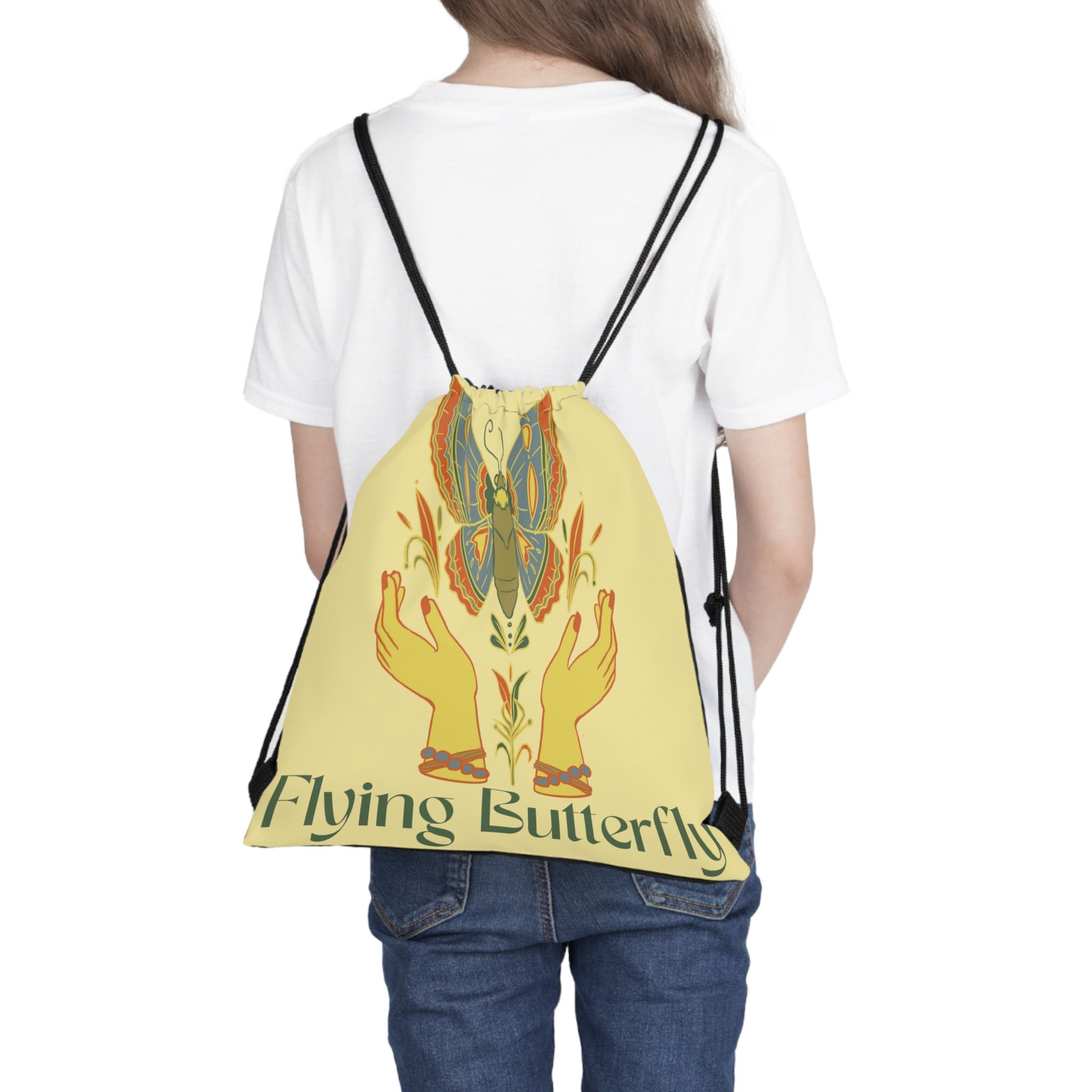 Discover Butterfly Outdoor Drawstring Bags