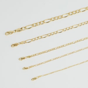 Gold 3 + 1 Glieder Figaro Kette, Goldkette, Kette Halskette, Figaro Kette, Goldkette Halskette, dünne Goldkette, Goldseilkette, Gold Figaro Kette