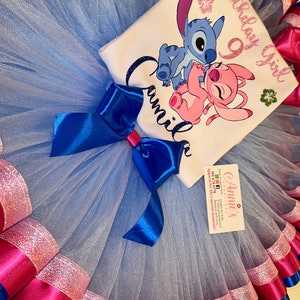 Stitch birthday party costume for baby girl, Stitch tutu birthday, Stitch and Angel party tutu outfit