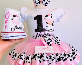 Cow first birthday, Pink Cow Birthday tutu, Tutu outfit. Farm, granja , cow, vaca, tutu set , birthday